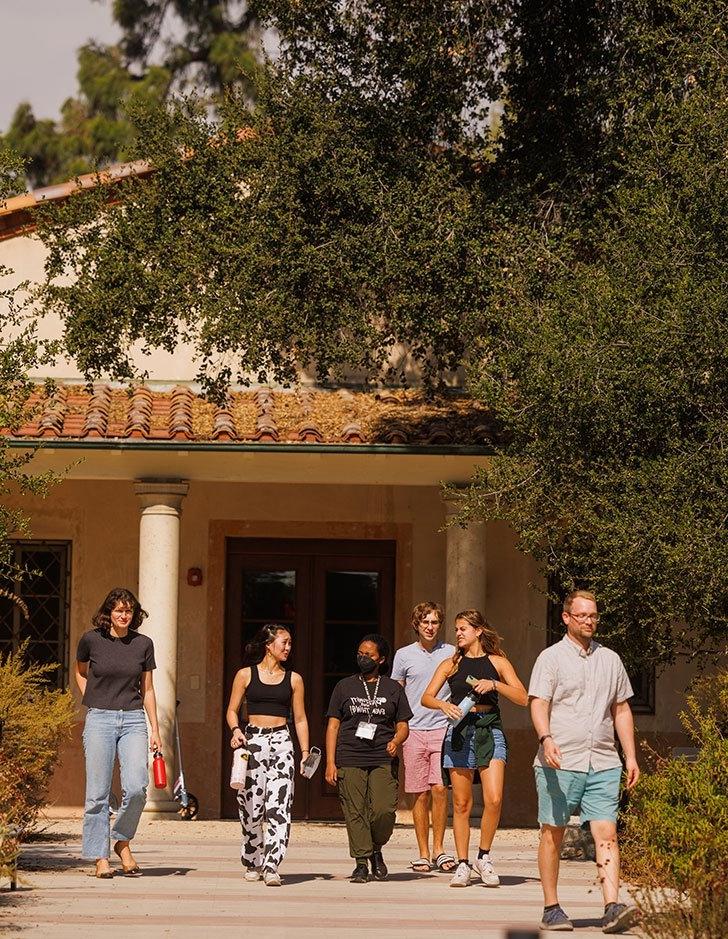 several student walk outside the main RRC entrance